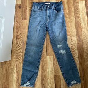 Levi high rise straight crop jeans